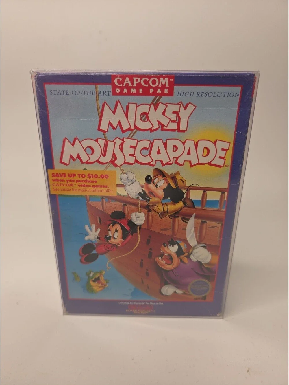 Nintendo NES Mickey Mousecapade Complete in Box Plastic Protector